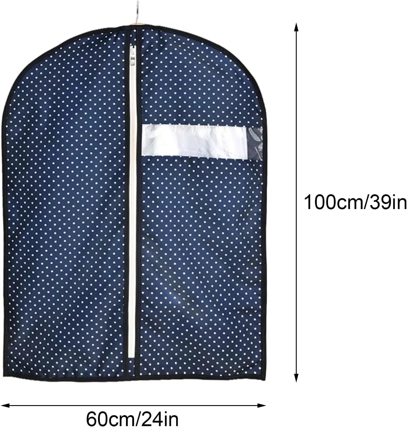 Hanging Garment Bag, Coat Covers for Closet, Polyester Fabric with Viewing Window, Suitable for Hanging Coats, Jackets, Shirts(Blue,60x100cm x39in)