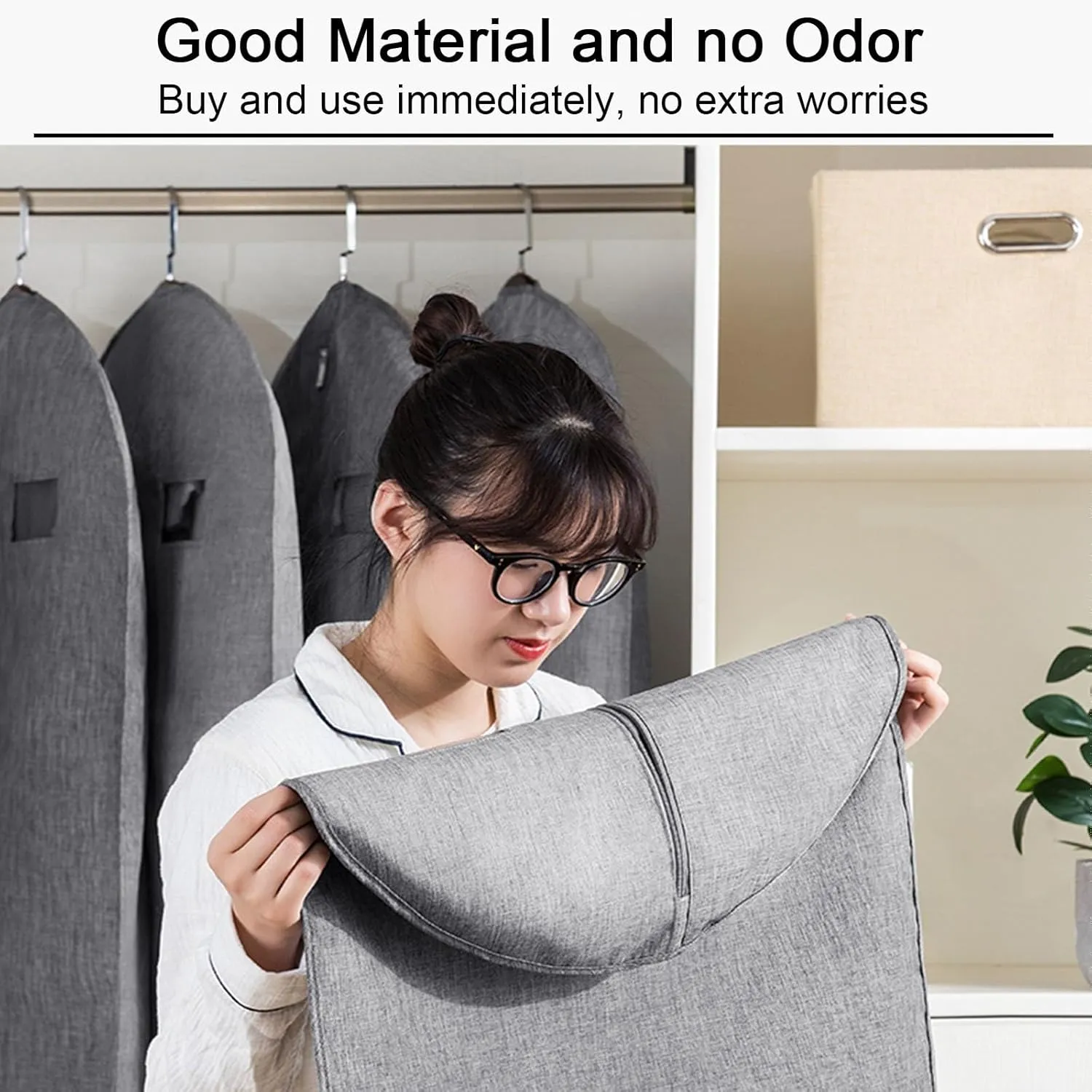 Hanging Garment Bag, Suit Bags, Oxford Cloth Material, All-round Protection, Suitable for Storing Coats, Suits, Down Jackets(Gray,58x90cm x35in)