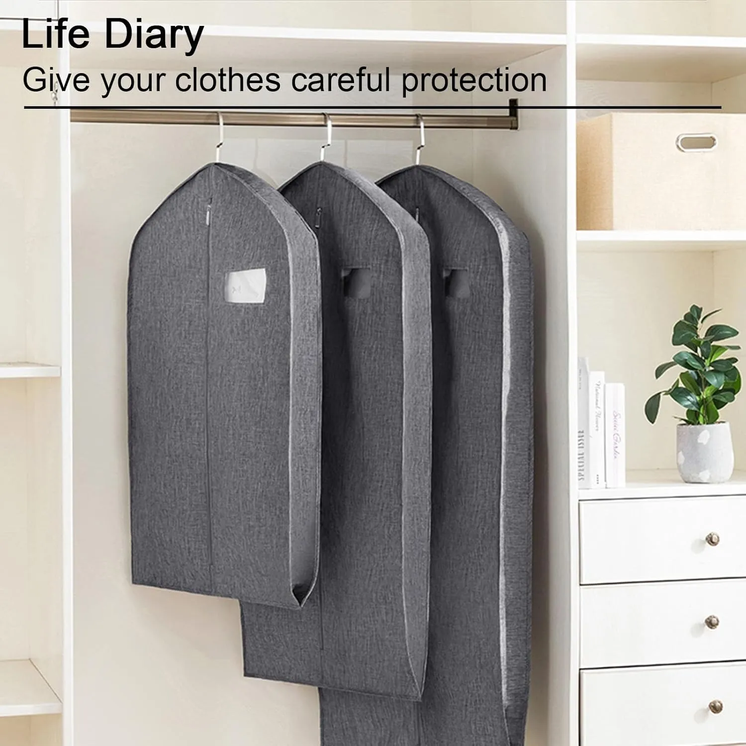 Hanging Garment Bag, Suit Bags, Oxford Cloth Material, All-round Protection, Suitable for Storing Coats, Suits, Down Jackets(Gray,58x90cm x35in)