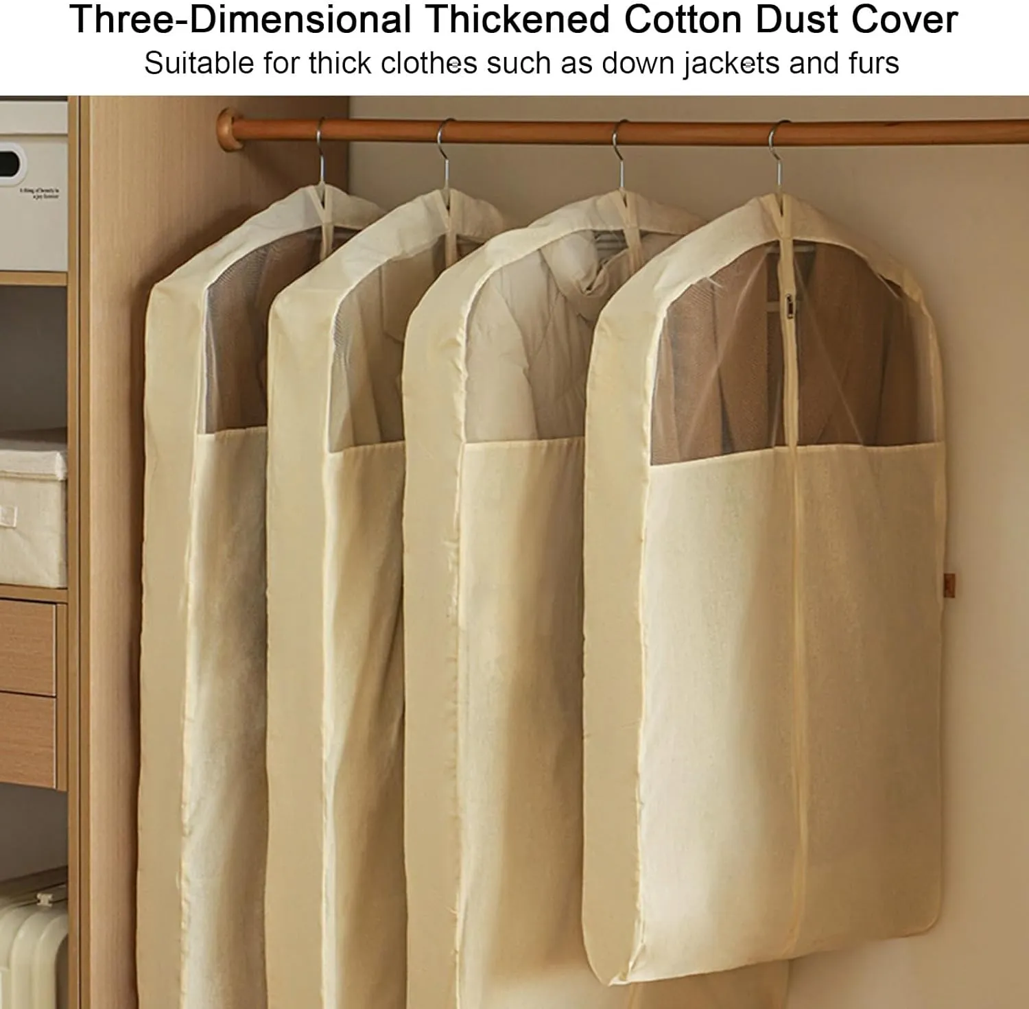 Hanging Garment Bags, Clothes Cover for Hangings, Thickened Cotton Material with Mesh Ventilation Windows can Accommodate Coats, Jackets(58x90x10cm x35x4in)