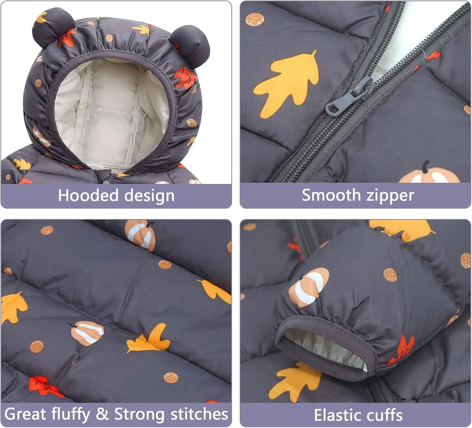 Happy Cherry Baby Boys Girls Winter Coats Hoods Light Puffer Down Jacket Outwear