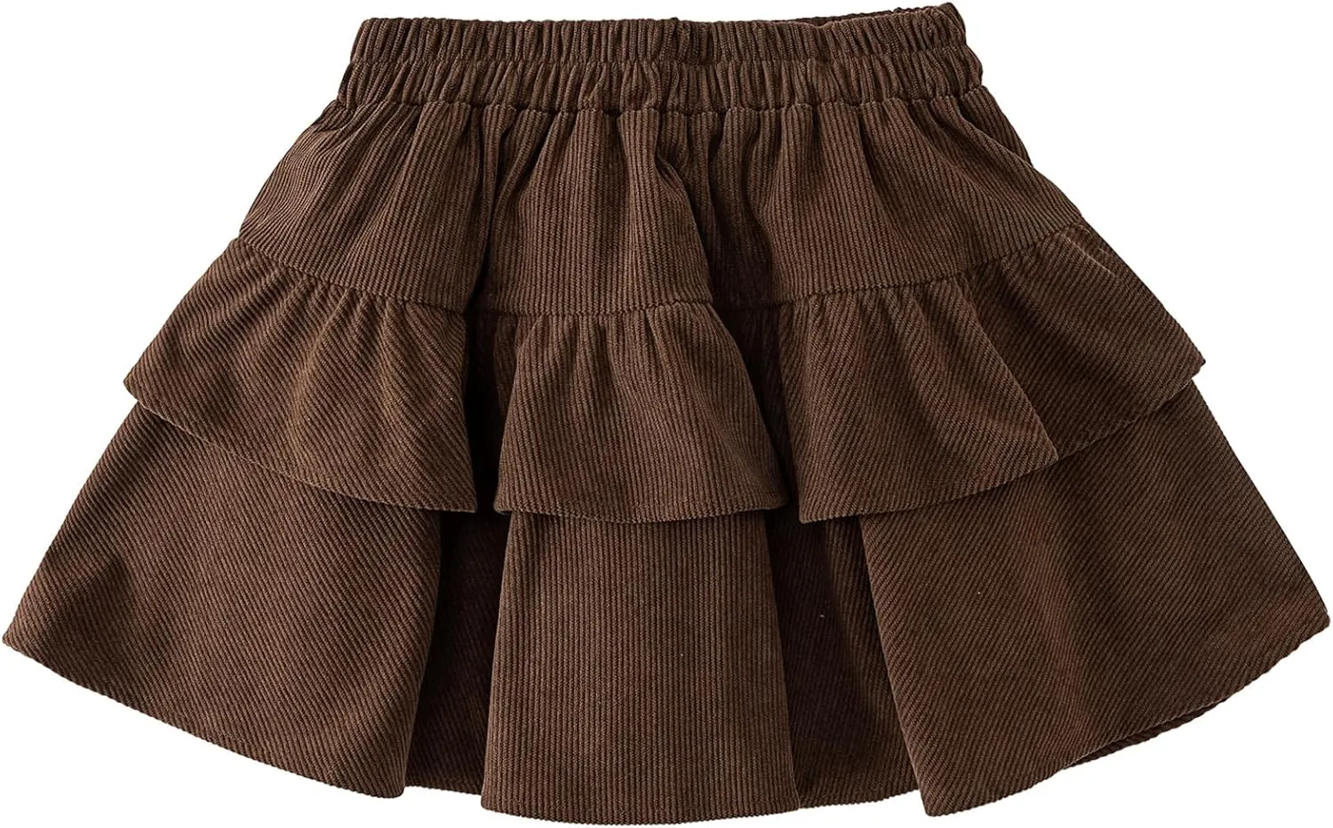 Happy Cherry Girls Corduroy Skirt Pleated Mini Skirt Fall Double Layer Skater Skorts Ruffle Skirts 3-12 Years
