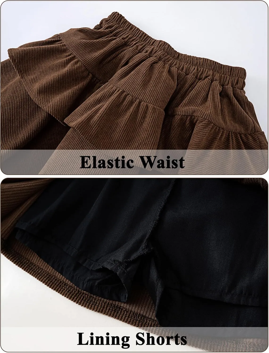 Happy Cherry Girls Corduroy Skirt Pleated Mini Skirt Fall Double Layer Skater Skorts Ruffle Skirts 3-12 Years