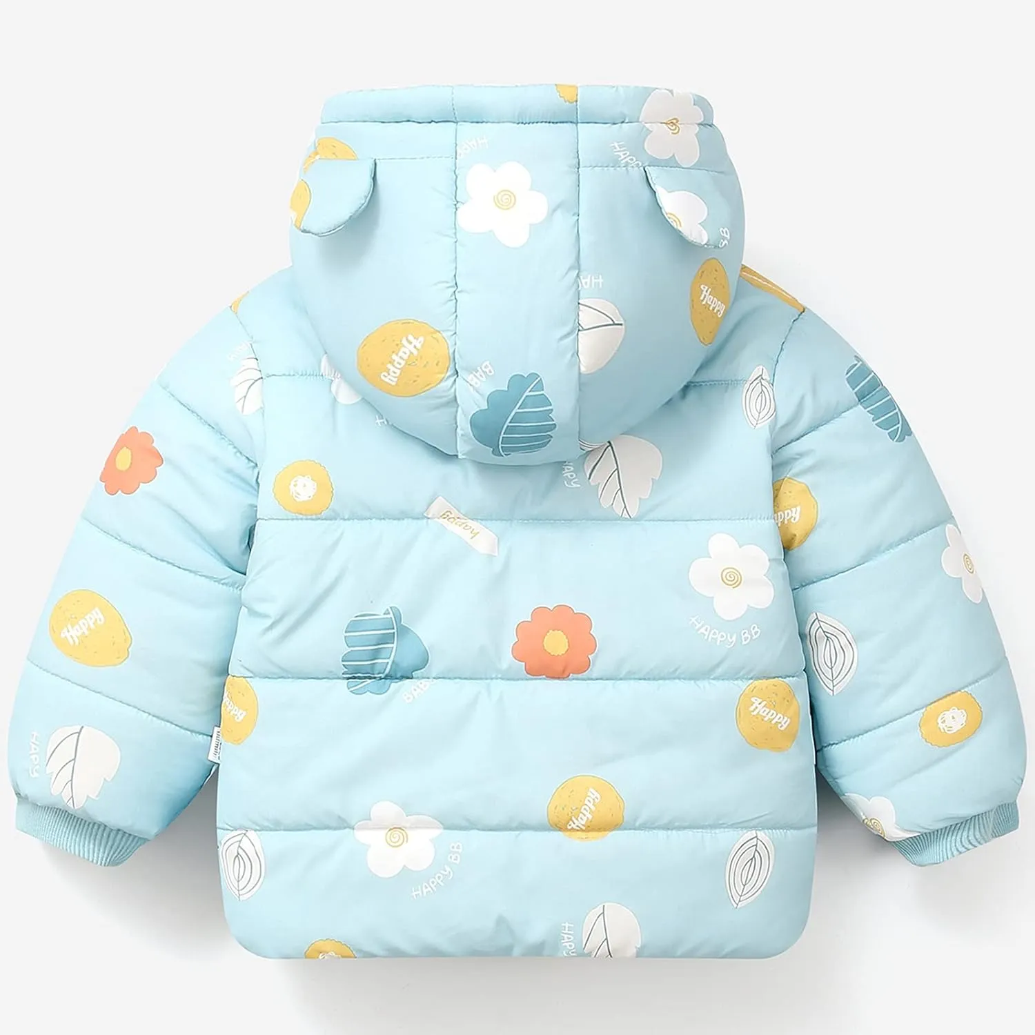 Happy Cherry Toddler Boys Girls Winter Down Coat Soft Cotton Padded Jacket Cute Bear Ears Thick Hooded Jacket
