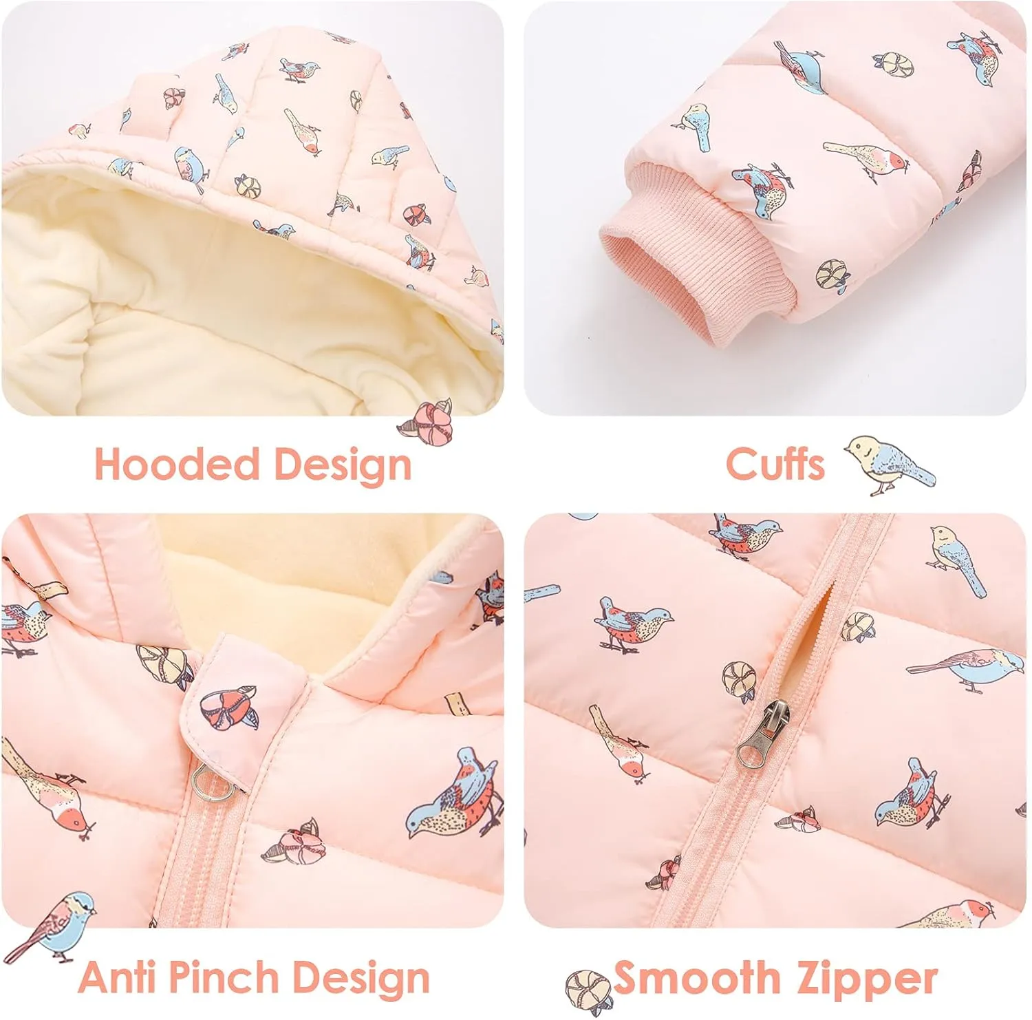 Happy Cherry Toddler Boys Girls Winter Down Coat Soft Cotton Padded Jacket Cute Bear Ears Thick Hooded Jacket