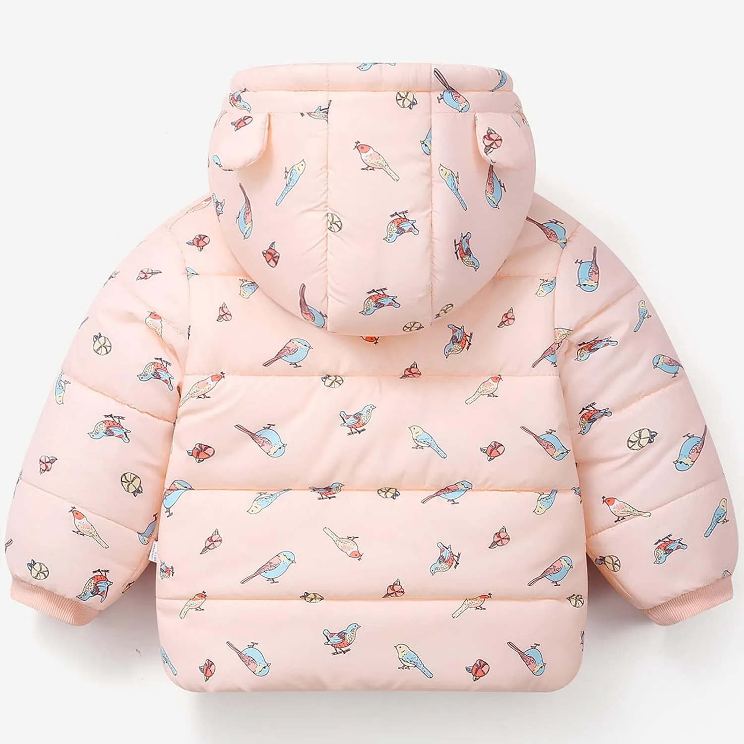 Happy Cherry Toddler Boys Girls Winter Down Coat Soft Cotton Padded Jacket Cute Bear Ears Thick Hooded Jacket