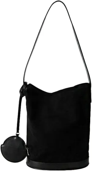Hobo Bags for Women Suede Tote Bag Black Shoulder Bag Slouchy Bag Vintage Purse Bucket Bag Brown Suede Purse Work Bag