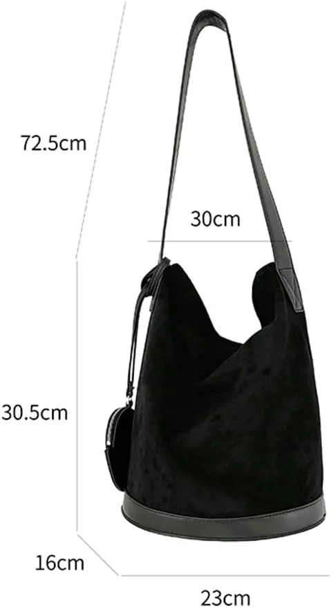 Hobo Bags for Women Suede Tote Bag Black Shoulder Bag Slouchy Bag Vintage Purse Bucket Bag Brown Suede Purse Work Bag