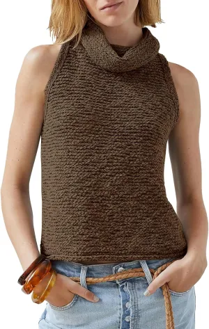 Imily Bela Womens Turtleneck Sweater Vest Sleeveless Loose Pullover Sweaters Knit Fashion Tank Tops