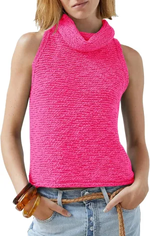 Imily Bela Womens Turtleneck Sweater Vest Sleeveless Loose Pullover Sweaters Knit Fashion Tank Tops