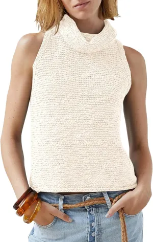 Imily Bela Womens Turtleneck Sweater Vest Sleeveless Loose Pullover Sweaters Knit Fashion Tank Tops