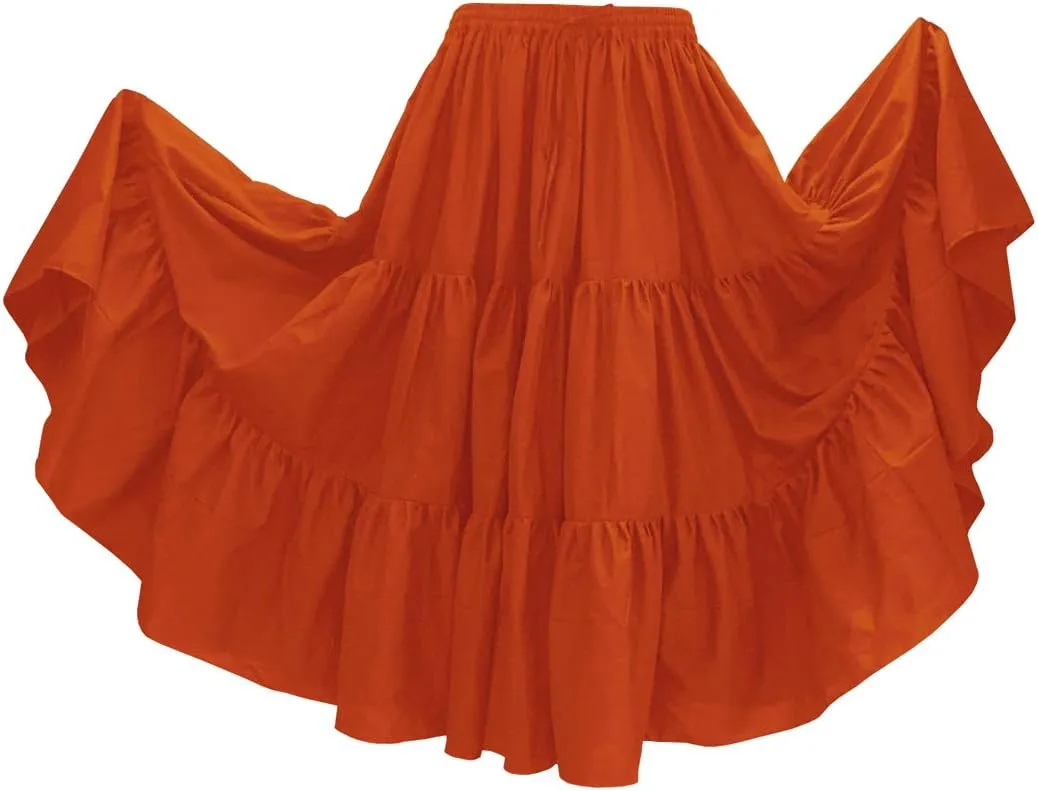 Indian Trendy 36" Long Women's Soft Cotton 10 Yard 3 Tiered Gypsy Belly Dance Skirt Swing Halloween