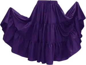 Indian Trendy 36" Long Women's Soft Cotton 10 Yard 3 Tiered Gypsy Belly Dance Skirt Swing Halloween