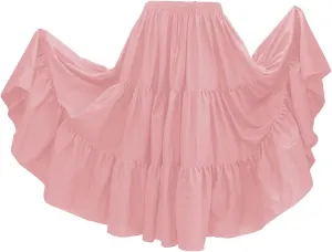 Indian Trendy 36" Long Women's Soft Cotton 10 Yard 3 Tiered Gypsy Belly Dance Skirt Swing Halloween