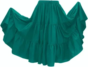Indian Trendy 36" Long Women's Soft Cotton 10 Yard 3 Tiered Gypsy Belly Dance Skirt Swing Halloween