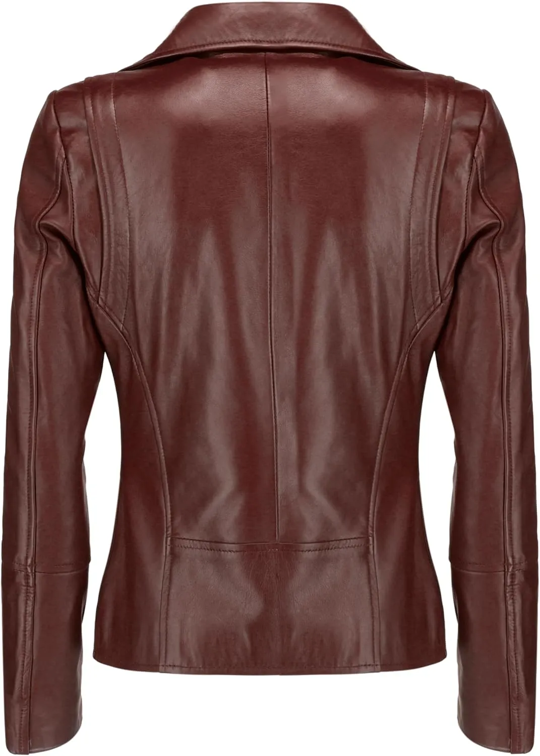 Jild Women's Asymmetrical Zip-Up Real Lambskin Leather Motorcycle Jacket - Casual Fashion Moto Biker Leather Jacket Women