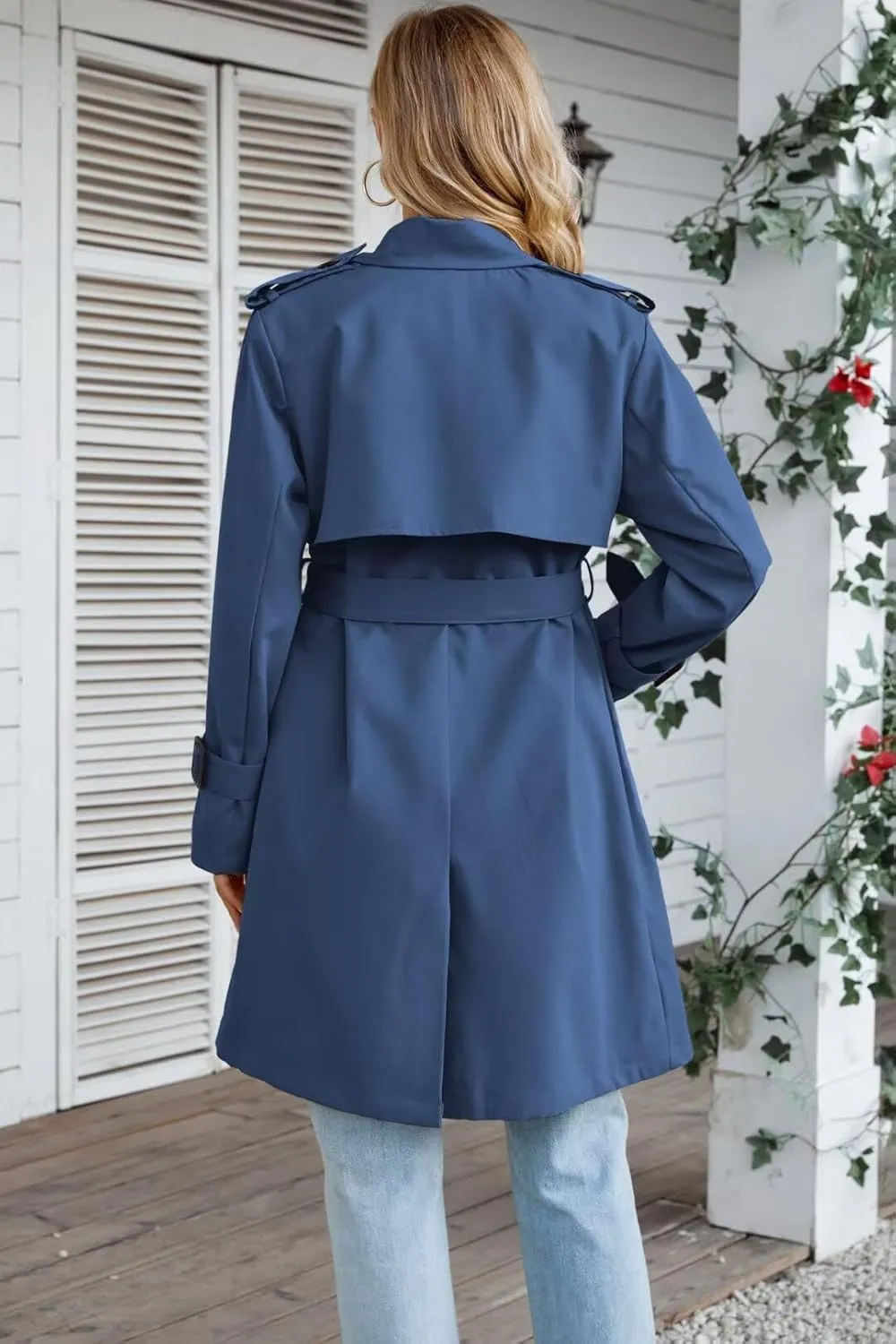 Joe Wenko Women's Waterproof Trench Coat Double Breasted Lapel Rain Coats for Women With Belt