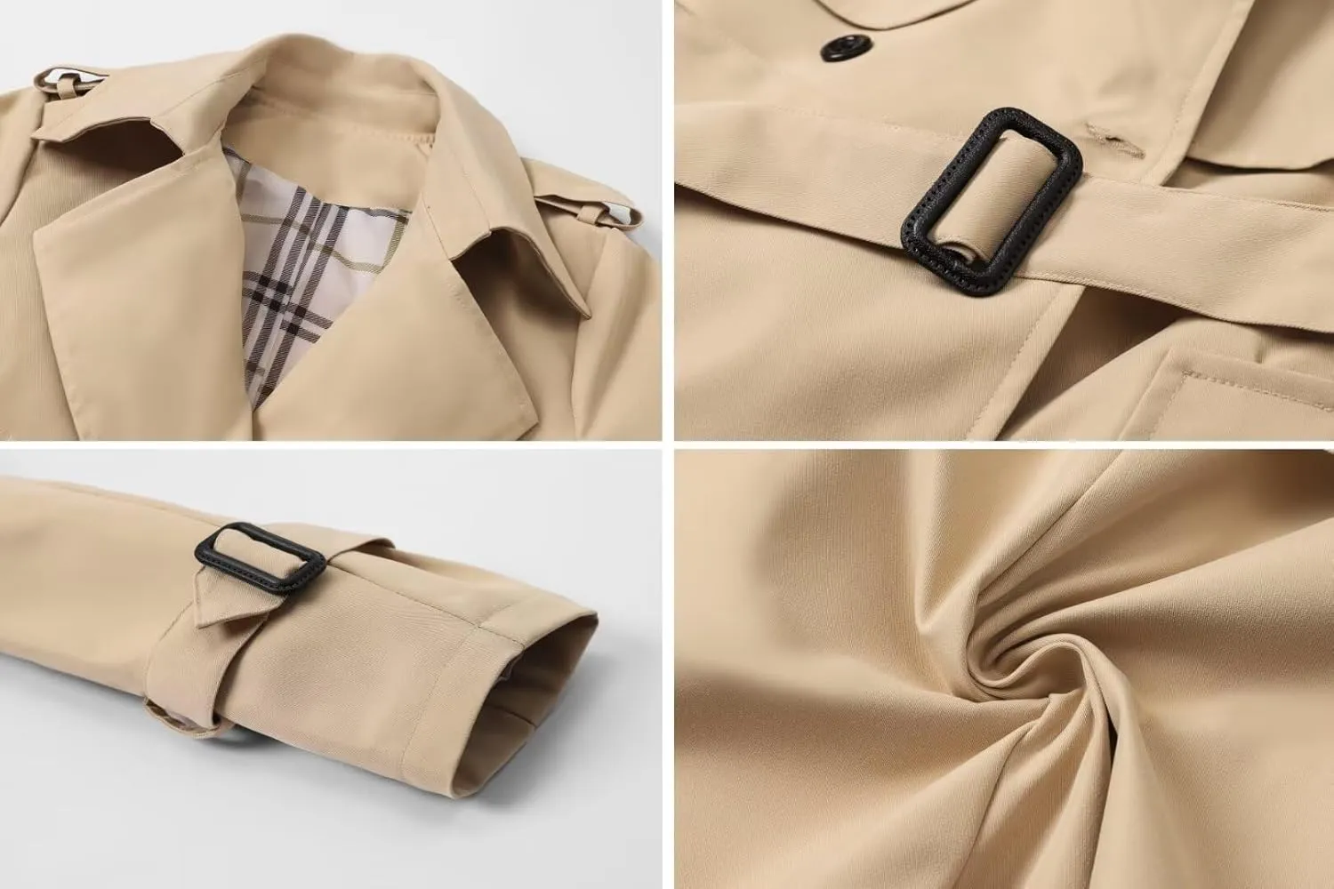 Joe Wenko Women's Waterproof Trench Coat Double Breasted Lapel Rain Coats for Women With Belt