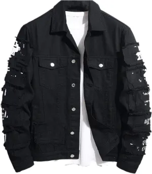 Kelsiop Denim Jacket Windbreaker Cotton Trucker Jacket Men's Denim Cut Lined Hiking Fashion Outerwear