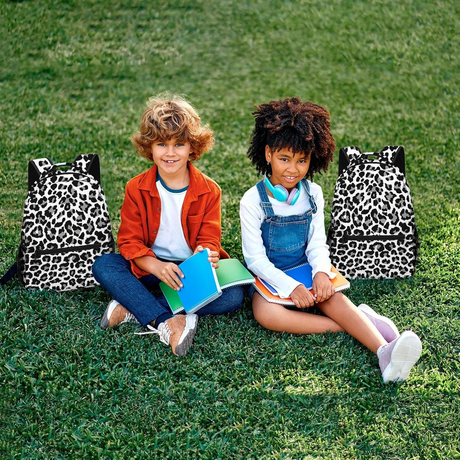 Kids Backpack for Teens Girls Boys, Leopard Cheetah African Retro Animal Skin Water Resistant Child Bookbag School Bag with Adjustable Padded Straps