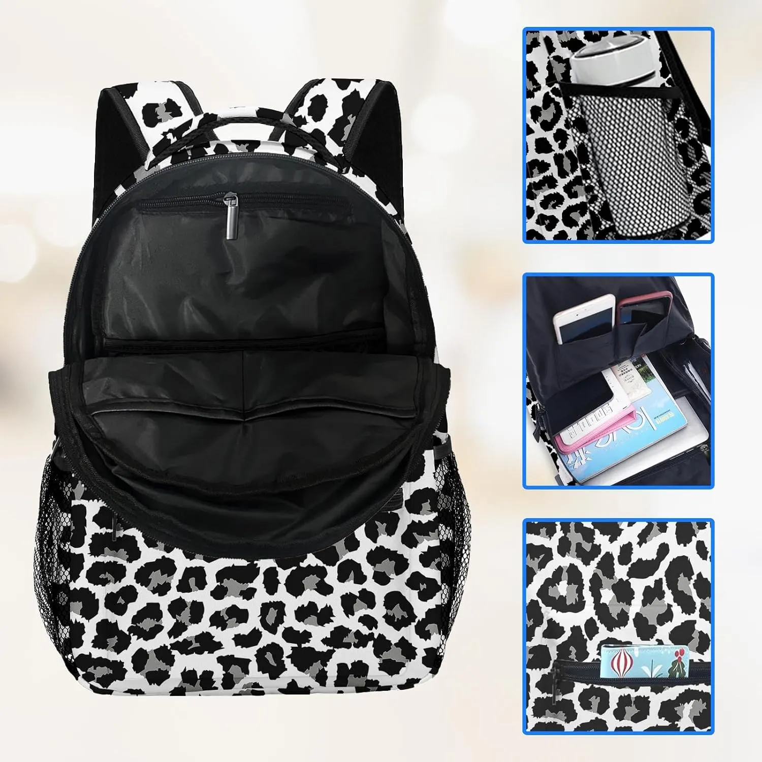 Kids Backpack for Teens Girls Boys, Leopard Cheetah African Retro Animal Skin Water Resistant Child Bookbag School Bag with Adjustable Padded Straps