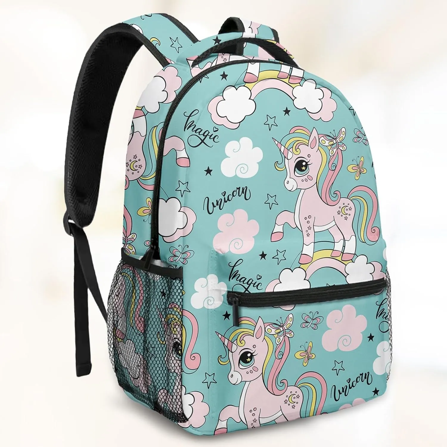 Kids Backpack for Teens Girls Boys, Rainbow Cute Love Happy Horse Colorful Water Resistant Child Bookbag School Bag with Adjustable Padded Straps