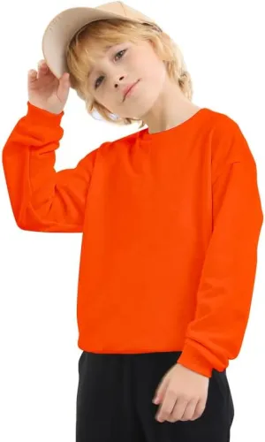 Kids Fleece Sweatshirts Soft Cotton Warm Crewneck Shirt Long Sleeve Pullover Sweatshirts for Boys or Girls