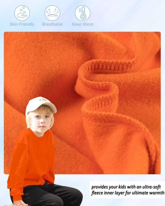 Kids Fleece Sweatshirts Soft Cotton Warm Crewneck Shirt Long Sleeve Pullover Sweatshirts for Boys or Girls