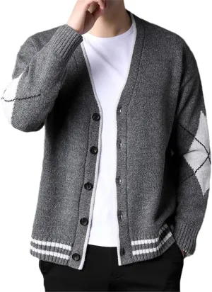 Knit Fashion Cardigan Men Sweater Korean Casual Long Loose Fit Coats Japanese Jacket Men Clothes