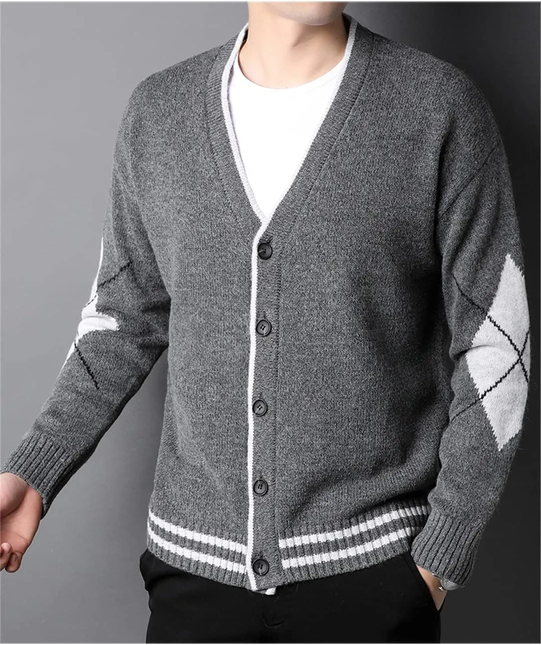 Knit Fashion Cardigan Men Sweater Korean Casual Long Loose Fit Coats Japanese Jacket Men Clothes