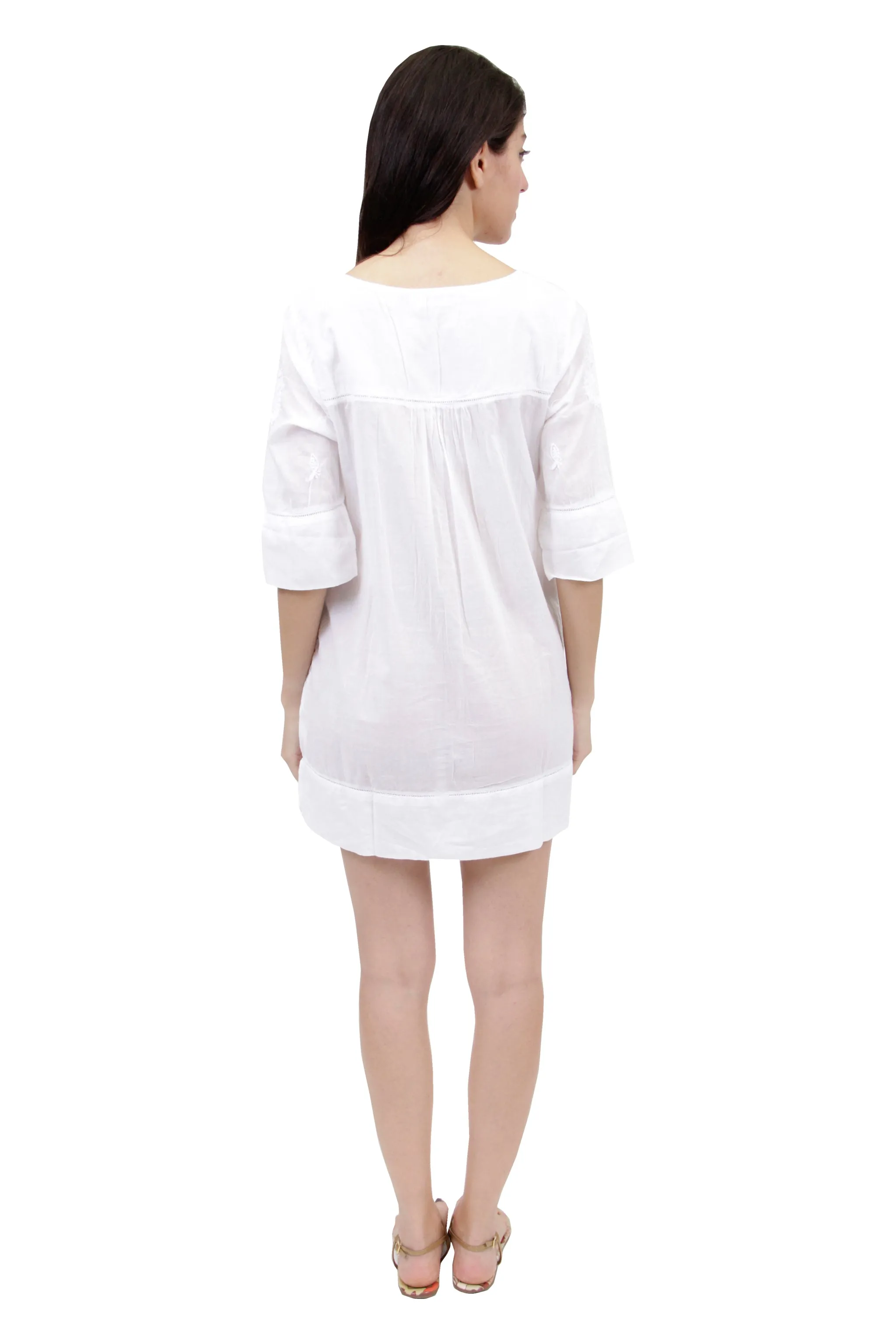 La Cera Tassel Tied Embroidered Cover Up