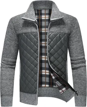 Lamgool Men's Full Zip Sweater Long Sleeve Casual Slim Fit Cardigan Sweaters