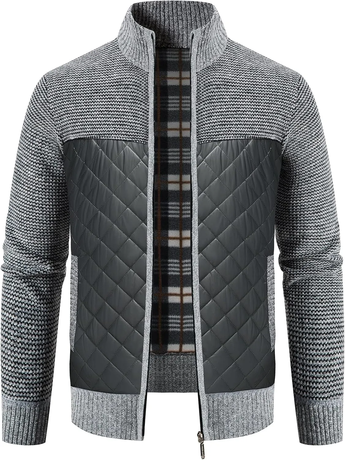 Lamgool Men's Full Zip Sweater Long Sleeve Casual Slim Fit Cardigan Sweaters
