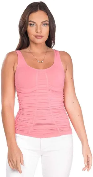 Last Tango Women's Long Double Scoop Versatile Tank, Less More Ruched Effect