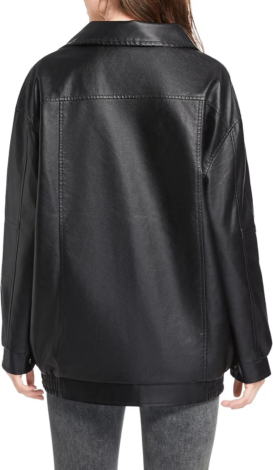 Leather Jacket Women Faux Leather Motorcycle Biker Coat Outerwear Oversized Bomber Jackets Fashion Clothes