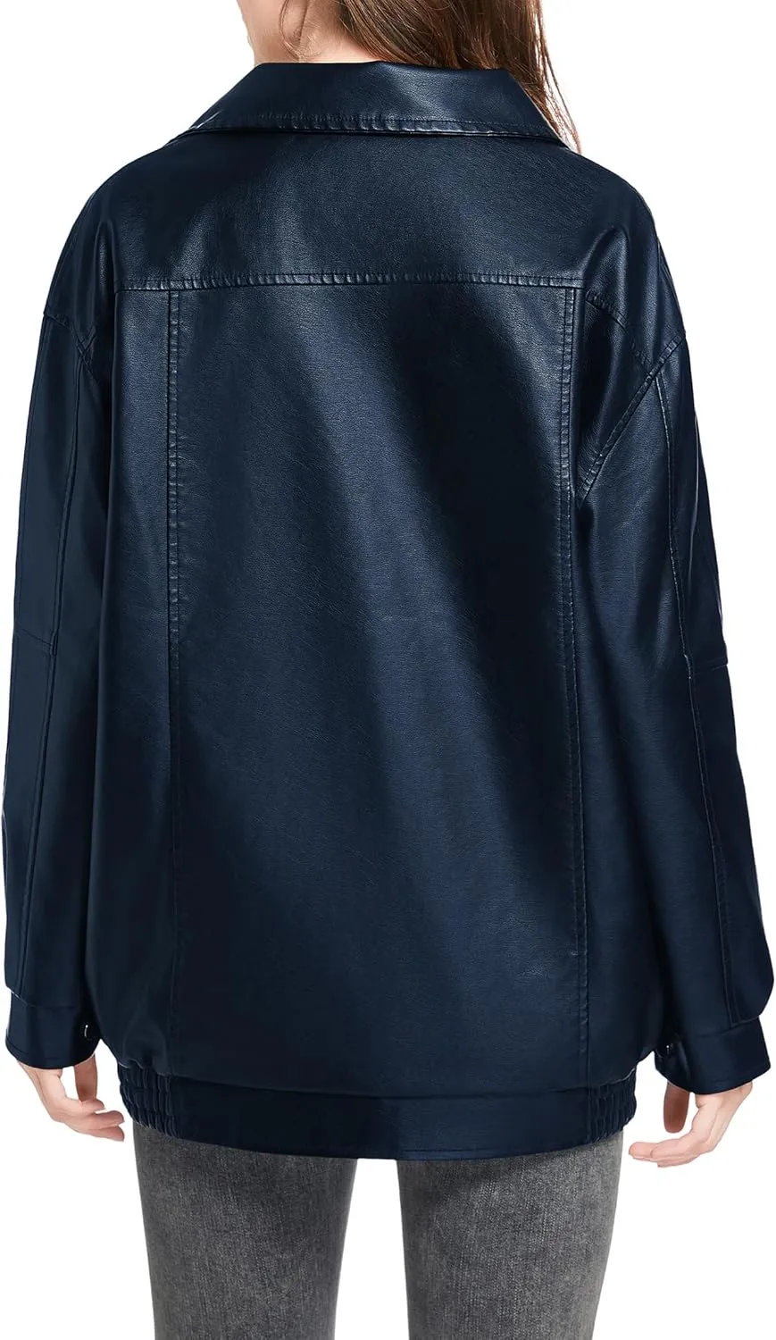 Leather Jacket Women Faux Leather Motorcycle Biker Coat Outerwear Oversized Bomber Jackets Fashion Clothes