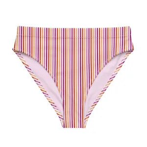 Lesbian Striped High-Waisted Athletic Bikini Bottom