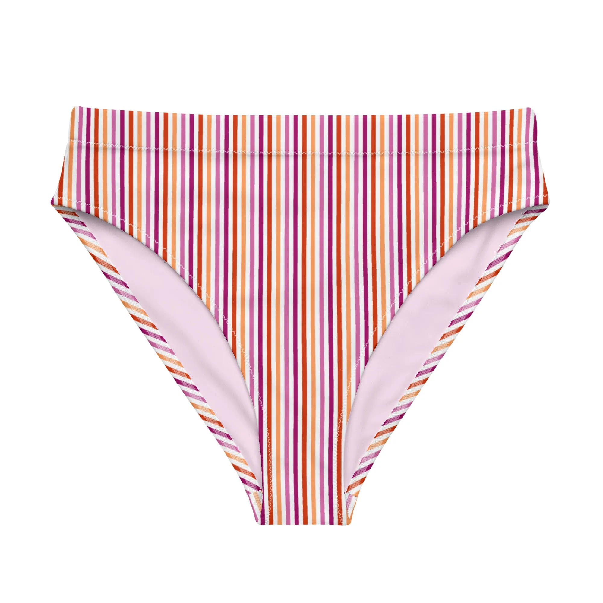 Lesbian Striped High-Waisted Athletic Bikini Bottom