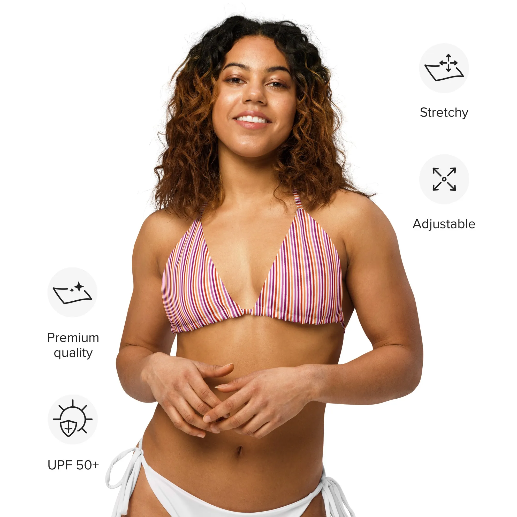 Lesbian Striped String Bikini Top