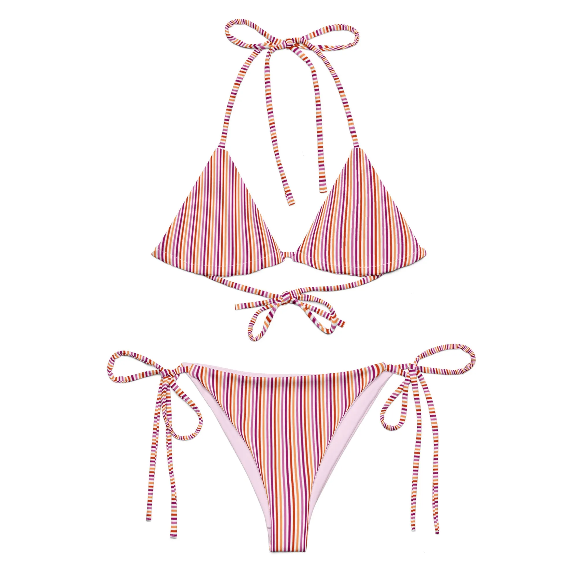 Lesbian Striped String Bikini Top
