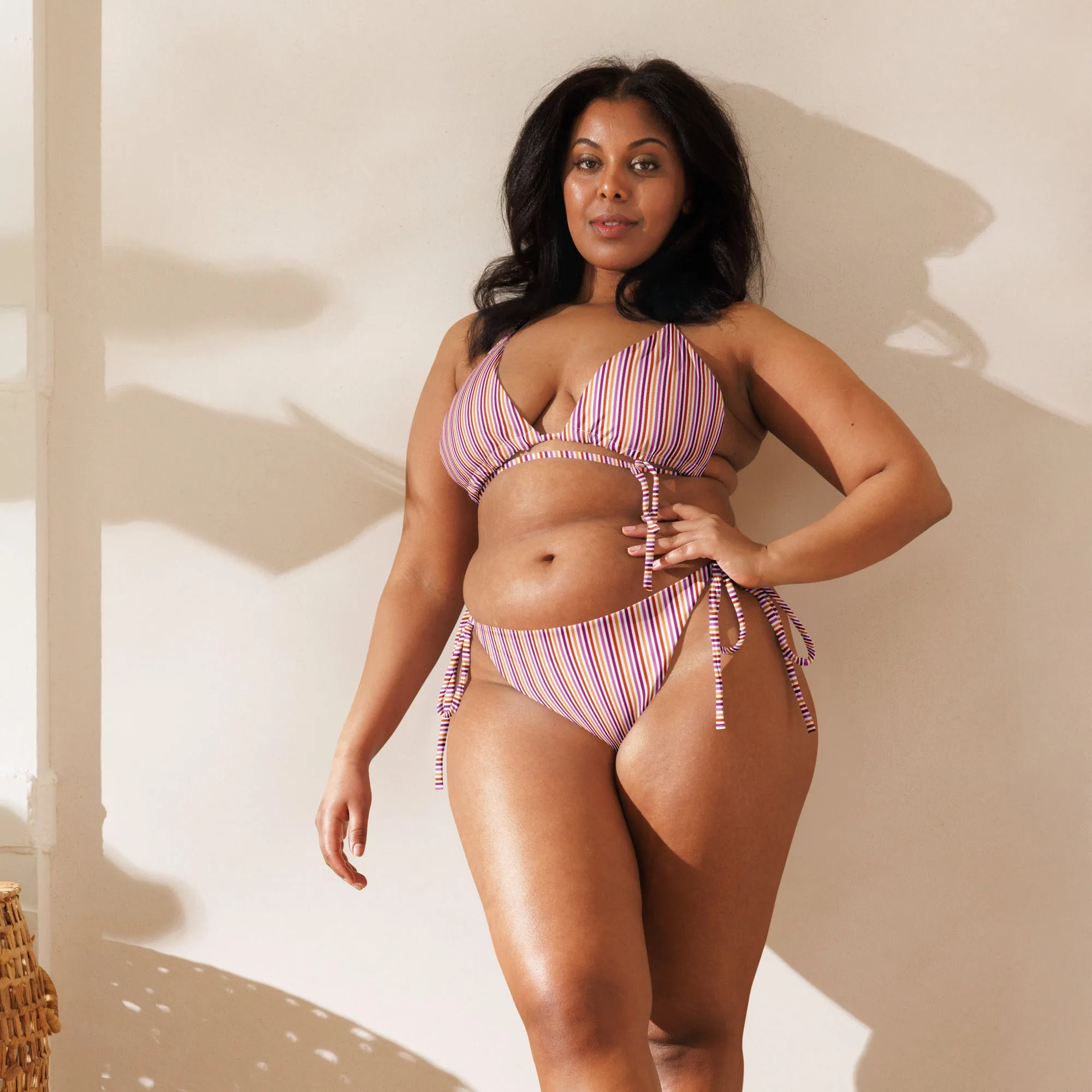 Lesbian Striped String Bikini Top