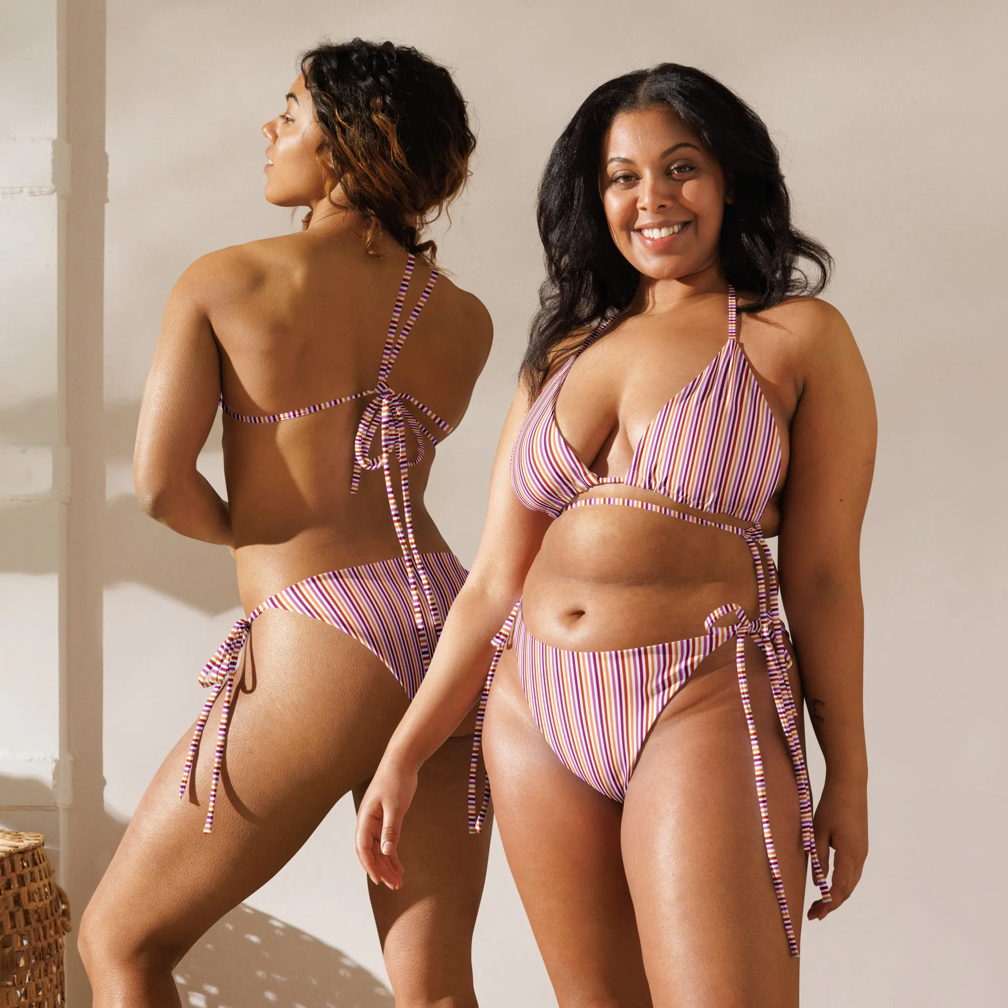 Lesbian Striped String Bikini Top
