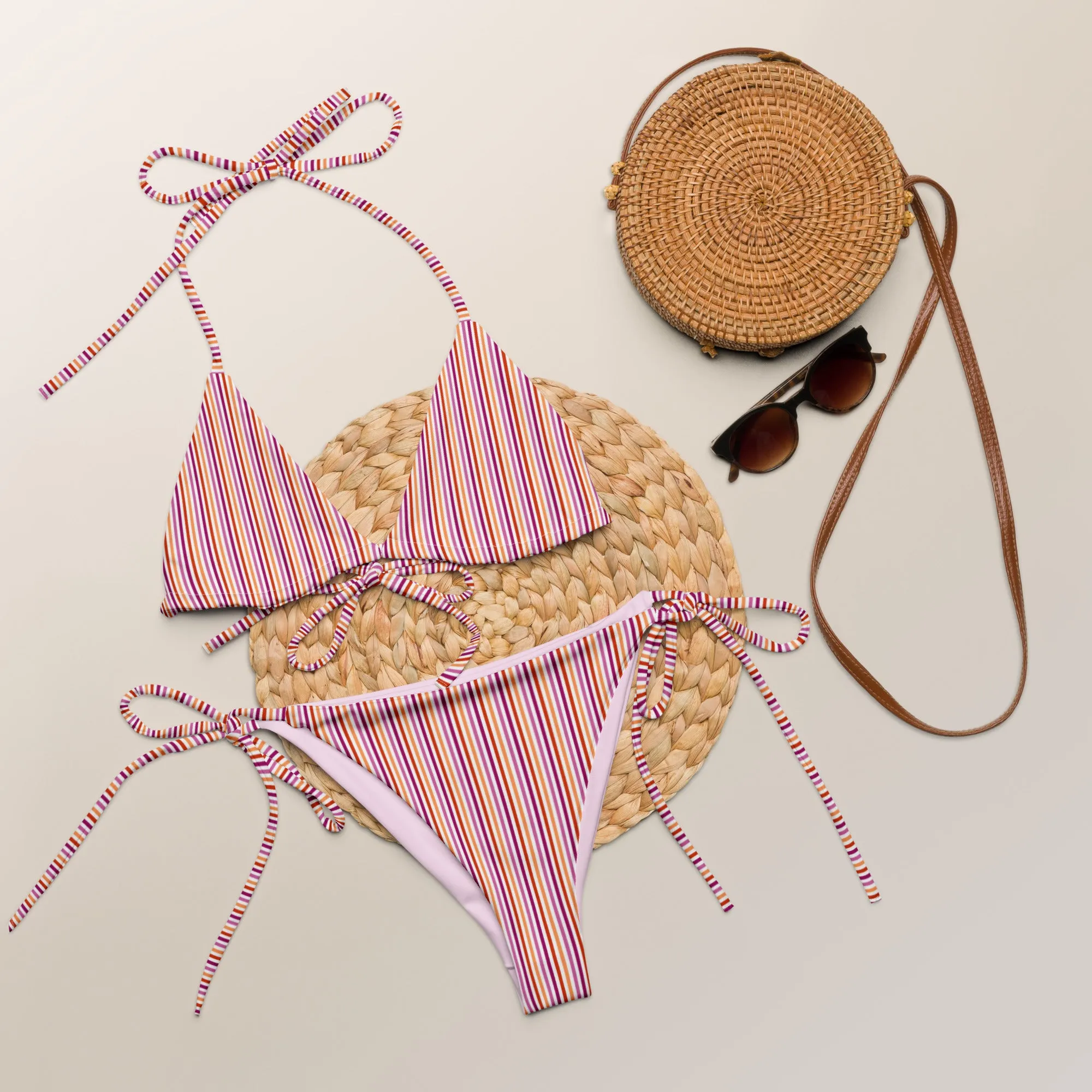 Lesbian Striped String Bikini Top
