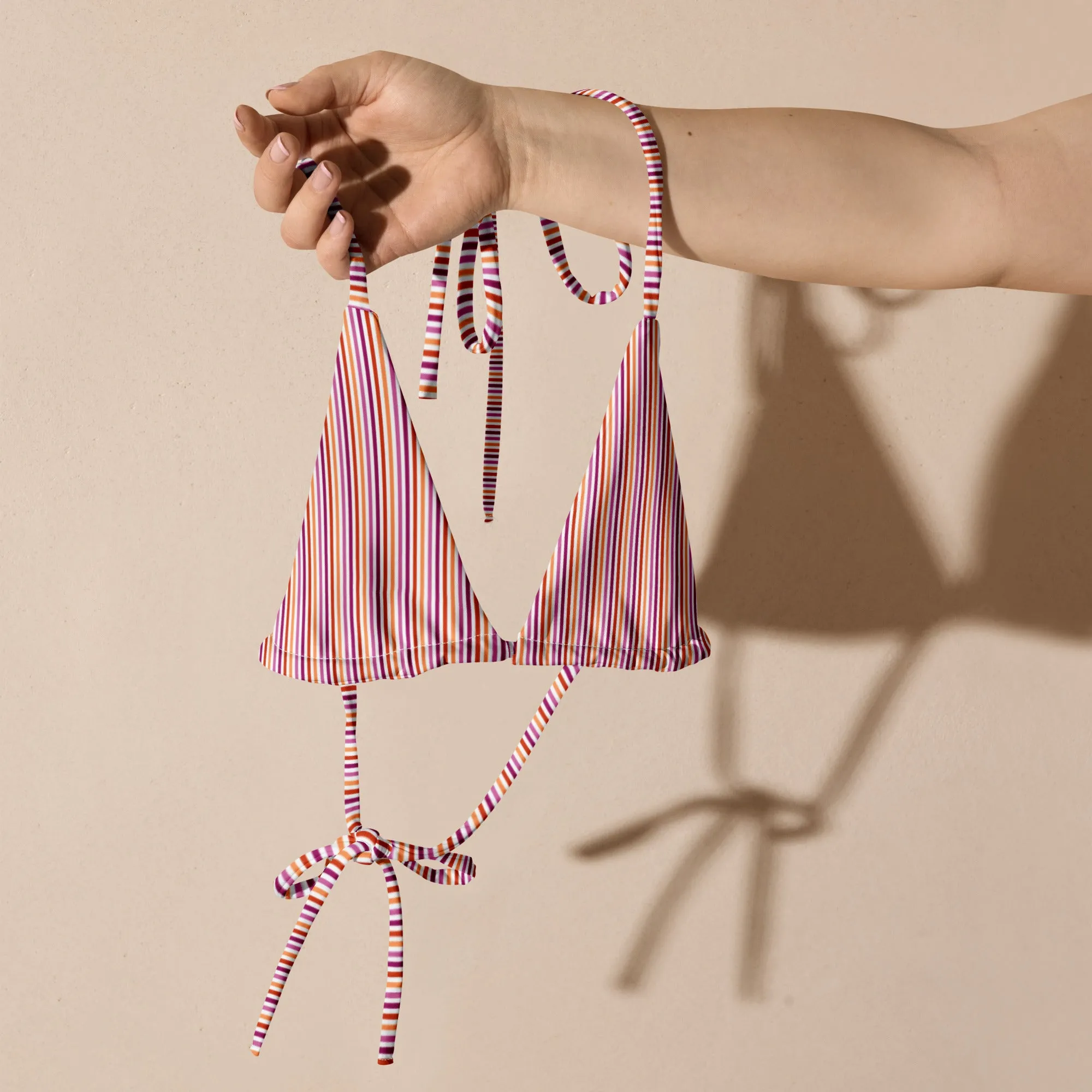 Lesbian Striped String Bikini Top
