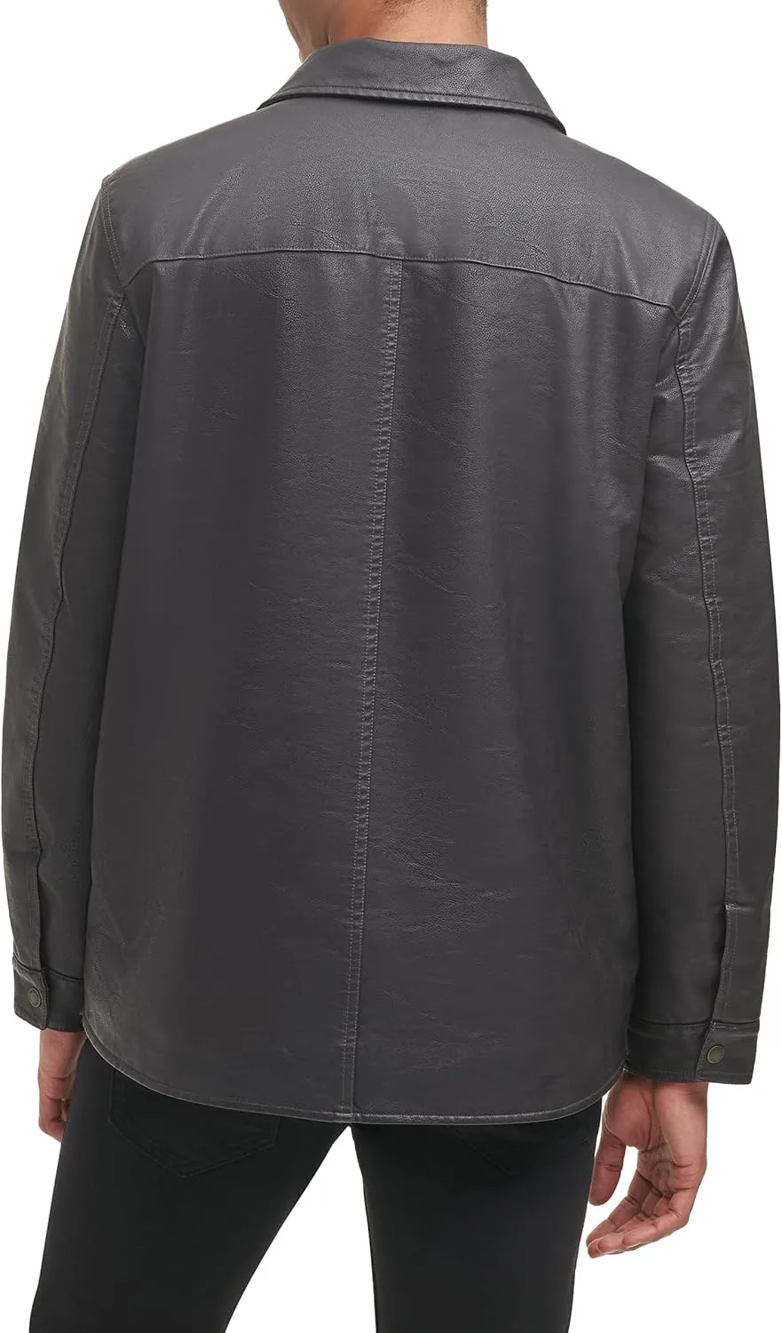 Levi's Men's Buffed Cow Faux Leather Hooded Trucker Jacket