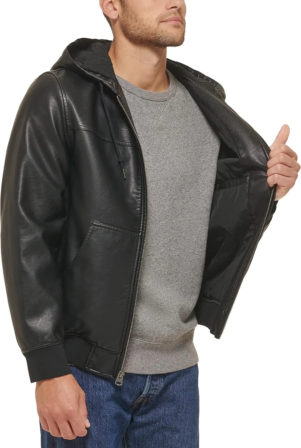 Levi's Men's Faux Shearling Hoody Bomber Jacket