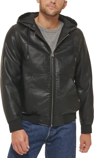 Levi's Men's Faux Shearling Hoody Bomber Jacket