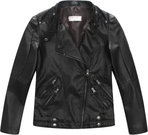 LJYH Boys Spring Faux Leather Moto Jackets Kids Zipper Fall Coats Outerwear
