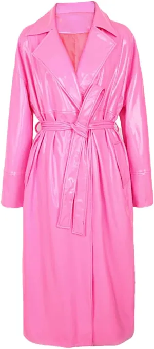 Long Oversized Patent Leather Trench Coat For Women Sashes Sashes Plus Size Outerwear Jackets