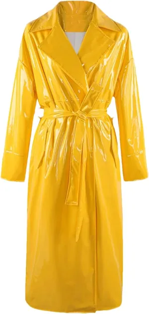 Long Oversized Patent Leather Trench Coat For Women Sashes Sashes Plus Size Outerwear Jackets